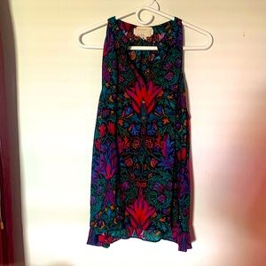 Artelier vintage Nicole Miller 100% silk jewel tone cold shoulder blouse size L